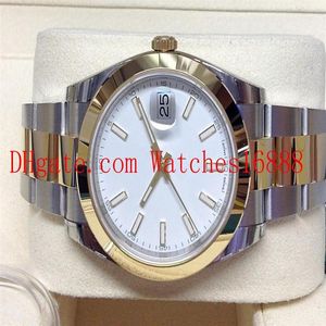 Relógio de pulso masculino datejust 41mm 126303 bi color relógio de máquinas automáticas masculino mostrador branco aço inoxidável e ouro amarelo m325m