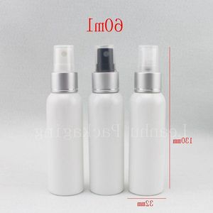 vendita all'ingrosso flaconi di profumo spray anodizzato bianco da 60 ml, flacone spray per trucco, ugello anodizzato per contenitore vuoto di profumo Wunoj