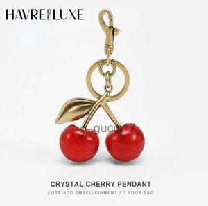 Lanyards Keychains Lanyards Handbag pendant keychain women's exquisite Internet famous crystal Cherry car accessories high grade 231025 8JMJ