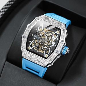 Schweizs bästa lyxklockor Rich Mechanical Watch Mens Tritium Gas Stor ratten med självhäftande tejp och diamantvattentät ihålig