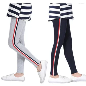 Trousers Fashion Spring Girls Leggings Autumn Sports Cotton Leggins Vertical Stripe Toddler Kids Sport Pants 3-13 Years