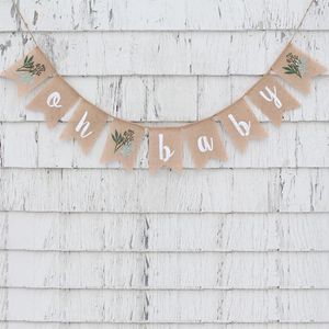 Party Decoration Burlap Greenery Oh Baby Shower Kön avslöja skylt Banner Garden Rustic Farmhouse dessertbord Bakgrund PO BOOT