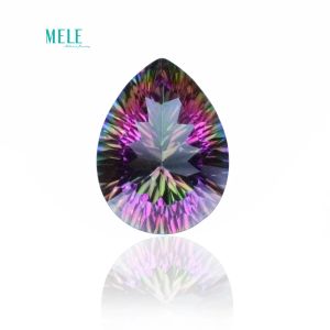 Gemstones Natural Crystal Rainbow Mystic Quartz 7.8CT Pear Mystic Crystal Titanium Coating Water Drop Diy Pendant Earring Ring Stone