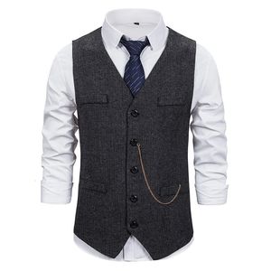 # 4824 Nero Grigio Marrone Abiti Gilet Uomo monopetto Vintage Casual Uomo Gilet senza maniche Tasche Blazer maschile Slim Fit 240119