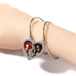 Anklets Uwin Custom Broken Heart Armband för kvinnor flickor Staplade rostfritt stålarmband DIY Bild charms armbandsmycken smycken
