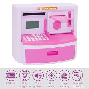 Electronic Piggy Bank ATM Mini Password Money Box Deposit Banknote Cash Coins Saving Box Calculator Alarm Clock Kids Gift LJ201212319D