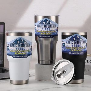 Water Bottles 30oz Large Capacity Cup Magic Mountain 24h Hours Ytong Thermos Bottle With Lid Bear Coffee Mug Stainless Steel