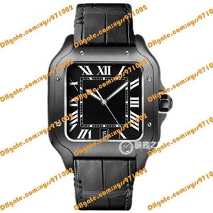 High quality Asian automatic watch 39 8mm men's watch black Roman dial black leather strap sapphire glass folding buckle cale335m