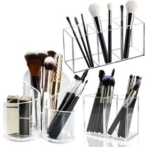 Transparente Kosmetik Make-up Acryl Pinsel Werkzeug Aufbewahrungsbox Fall Stift Bleistifthalter Tisch Organizer für Schreibtisch 240125