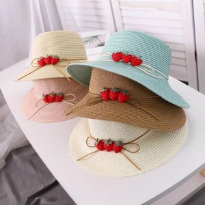 Szerokie brzegowe czapki filtra przeciwsłoneczne Hat Fisherman Hat Adult Cute Beach Sun Visor Basin Truskawkowy biżuteria Słóż Strażona sukienka podróżna 2024