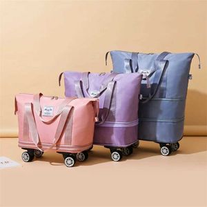 Вечерние сумки 2024 Многофункциональная дорожная сумка на колесах Сверхлегкая портативная сумка для хранения сухого и влажного багажа Большая вместительная сумка для фитнеса