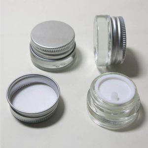 360 x 5g Travel Transparent Small Cute Glass Cream Pot 5g Glass Make up Jars with Silver Aluminum Cap White PE Pad Egctl