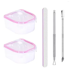 Zestawy do paznokci 5pcs/Set Professional Home Salon Dip Proszek do podwójnej warstwy skóra Pusher Manicure Portable Bowing Bowl for Gel