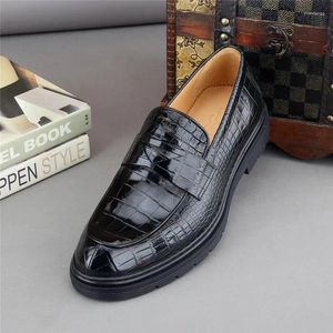 Elbise ayakkabıları otantik egzotik timsah cilt iş sıradan tasarımcı erkek loafer'ları gerçek timsah deri erkek slip-on siyah