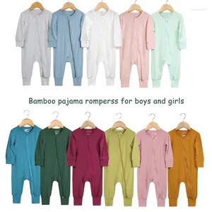 Conjuntos de roupas 2024 bebê manga longa camiseta macacão em torno do pescoço cor pura menino top roupas e shorts verde azul meninas pijamas de bambu