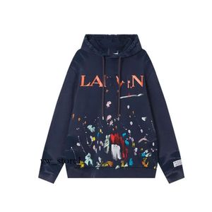 Mens Hoodies 스웨트 셔츠 디자이너 Lavins 고급 Lanvins 스웨터 후 까마귀 남성 및 여성용 Lavin 인쇄 풀오버 느슨한 캐주얼면 란빈 후드 코트 재킷 6193