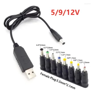 To DC 9V 12V Cable Power Supply Charging Cord 5.5x2.1mm 3.5mm 4.0mm 4.8mm 6.4mm 5.5x2.5mm 8 In 1 Plug For Fan Speaker
