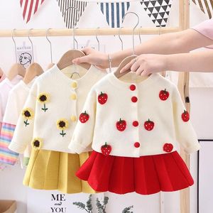 Clothing Sets Baby Girls Clothes Set Autumn Winter Cartoon Grape Kids Knitted Sweet Outfit Children Suit