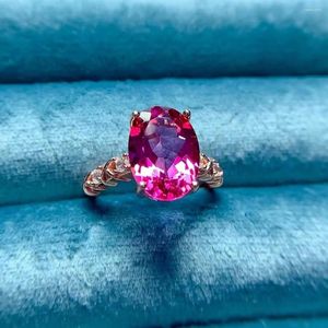 Cluster Rings Natural Pink Topaz For Women Silver 925 Jewelry Luxury Gem Stones 18k Gold Plated Free Shiping Items