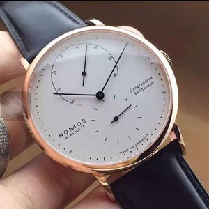 New 8mm Pointers Work Casual Wristwatch NOMOS Waterproof Leather Business Men Watch Quartz Dress Watches209r