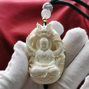 Wisiorki Umq Mammoth Ivory ręcznie robione tathagata Eight Patron Saint Amulet Zodiac Sheep Monkey Marka marki prezenty dla mężczyzn i kobiet
