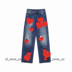 2023 Designer Uomo Chromees Hearts Jeans High Street Viola per uomo Ricamo Pantaloni Donna Oversize Patch Hole Denim dritto CH Moda Chromees Hearts 3350