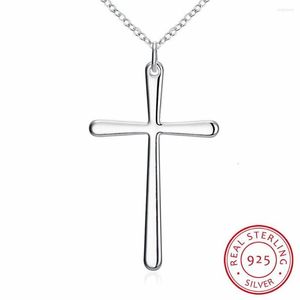 Naszyjniki wiszące Lekani przylot Cool Girl Simple Cross 925 Sterling Srebrna Fine Jewelry Clavicle Sain N425257T