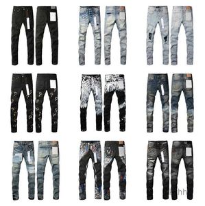Mens Jeans Designer staplade långa byxor Ksubi rippade high street märke patch hål denim rak mode streetwear silm qsip h56b