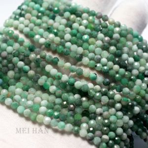 Lega meihan all'ingrosso naturale a+ smeraldo africano da 3,5 mm sfacciato perle sciolte fatte a mano per gioielli che fanno bracciale fai da te