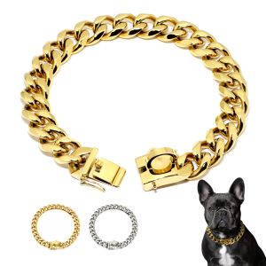 Collars 19mm Stainless Steel Metal Dog Chain Collars Pet Training Choke Collar For Medium Large Dogs Pitbull French Bulldog Show Collar