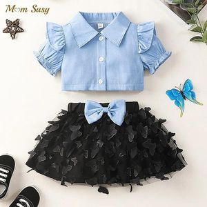 Kläder sätter mode baby flicka kläder set kort hylsa skjorta tutu kjol 2st sommar prinsessan outfit 1-6y