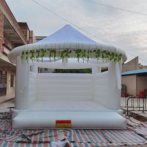 4.5x4.5m (15x15ft) With blower wholesale Free ship to door commercial inflatable wedding bouncer white jumping bouncy castle bounce house with dome for party event