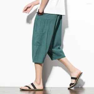 Pantaloni da uomo Pantaloni da uomo in cotone Harem al polpaccio Estate giapponese vintage da donna Hip Hop Pantaloni larghi a gamba larga