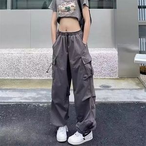 Womens Y2K cargo pants casual Harajuku low waist drag sports pants solid drag umbrella mens oversized pants jogger 240130