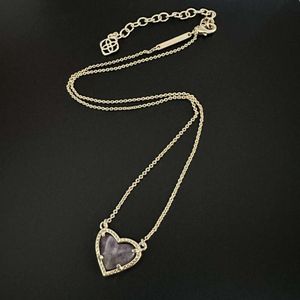 Projektant Kendras Scotts Biżuteria Modna i troskliwa w kształcie serca Amethyst Kamienny naszyjnik z łańcuchem obojczyków dla kobiet