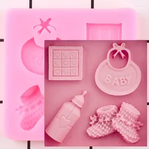 Pişirme Kalıp Bebek Duş Partisi Silikon Kalıp Ayakkabı Fondan Kalıp Tükürük Şişesi Çikolatalı Şeker Kil Reçine Kek Dekorasyon Araçları