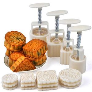 16pcs Kare Yuvarlak Çiçek Mooncake Kalıp Pres Basınç Fondan Ay Pastası Kalıp Kurabiye Kesici Pasta Pişirme Pasta Dekorasyon Araçları T241U