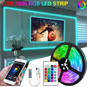 Remsor LED Light Strip 2835 DC12V Remote Controller lampor för rum omgivande heminredning vägg sovrum flexibel diod 5m 10 m 15m221q