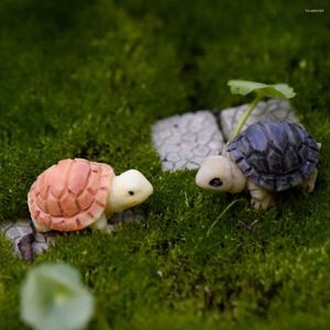 Figurki dekoracyjne 2PCS Piękne miniatury żółwie mikro bajki dekoracje ogrodowe akcesoria lalki domowe dekoracja krajobrazu