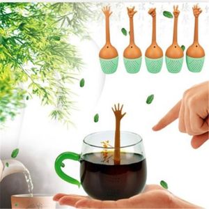Kaffe teverktyg silikon handgest te infuser återanvändbar silikon gest tumme ok ja palm älskar dig stil te infuser ört krydda infuser t102