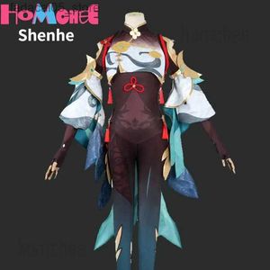 Costume a tema Homchee Cos Game Shenhe Cosplay Come Shenhe SaltSuit Wig Shen He Battle Suit Women Women Cospaly Q240130