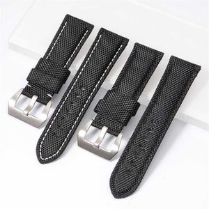 22mm 24mm 26mm högkvalitativ nylontyg Blue Black Canvas Watchband för Pamerai Watch Strap Band Men's Wrist Watch Armband179R