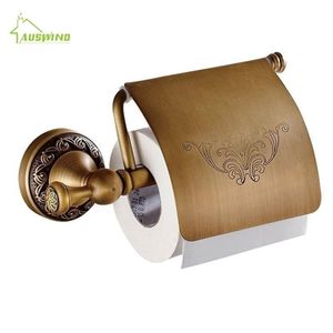 Europeiska antika toalettpappershållare Mässing Carved Toalettpappershållare Gold PVD TI Flower Badrumstillbehör Produkter T200425264O