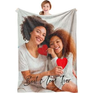 Personalized Christmas Birthday Gifts Mom From Daughter Son Kids Custom Throw Picture Customized Blanket with Photos for Women Grandma Mother in Law X