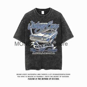 Męskie koszulki Y2K HARAJUKU Streetwear Vintage Tshirt mężczyzn Kobiety wyścig samochodowy Hip Hop Retro T-shirt z krótkim rękawem Bawełniane luźne czarne blaty TEESH24130