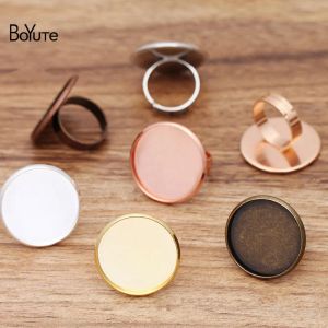 Rings Boyute Custom Made (100 Pieces/lot) Fit 25mm Cabochon Ring Base Tray Metal Brass Diy Adjustable Ring Blanks Jewelry Accessories