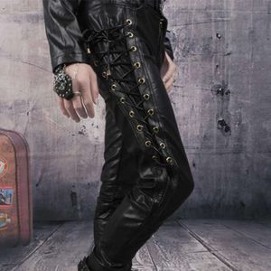 Spring And Autumn Men's Wear New Product Hot Selling Solid Color Strap Casual Men's Leather Pants From Europe And America