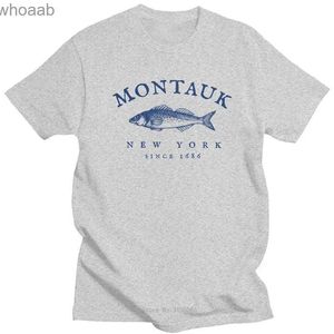 Męskie koszulki Montauk New York rybołówstwo 1686 TSHIRT MĘŻCZYZN BAWECZNE T-shirt rybak rybakowy prezent emerytalny koszulka koszulka krótkiego rękawu drukowana top prezent 240130