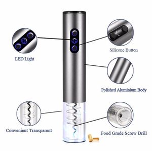 Electric Wine Opener Aluminum Alloy Red Wine Corkscrew Automatic Bottle Opener With Foil Cutter Wine Accessories Promotion237n