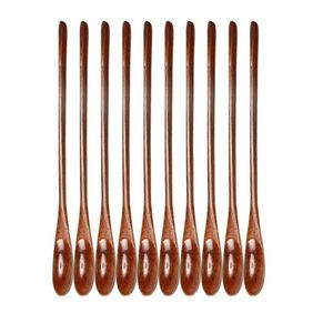 Spoons 10pcs Wooden Stirring Spoon Creative Honey Scoop Mixing Stick Tableware For Cooking Tea Coffee Brown285N